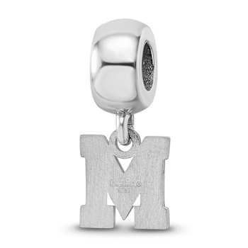 Sterling Silver Rhodium-plated LogoArt University of Memphis Small Bead