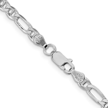 Rhodium Over Sterling Silver 3.75mm Figaro Anchor Chain Bracelet