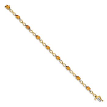 10k Yellow Gold and 10k White Gold Citrine and Diamond Infinity Bracelet