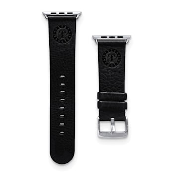Gametime MLB Texas Rangers Black Leather Apple Watch Band (38/40mm S/M).
Watch not included.