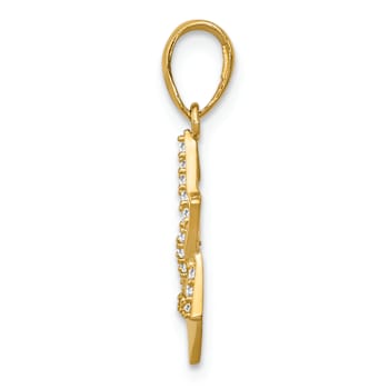 14k Yellow Gold Polished Cubic Zirconia Star of David Pendant