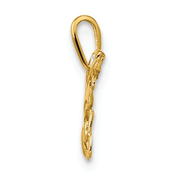 14k Yellow Gold Polished Cubic Zirconia Butterfly Pendant