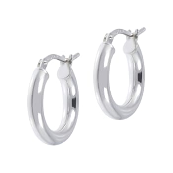 Sterling Silver Polished 1/2" Round Hoop Earrings