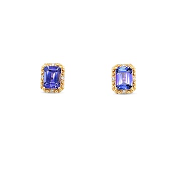 18K Rose Gold Over Sterling Silver 7x5mm Tanzanite and White Cubic
Zirconia Earrings 2.30ctw