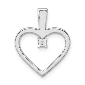 Rhodium Over 14k White Gold Diamond Heart Pendant