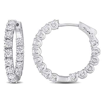 3.0ctw Created Moissanite Inside-Outside Hinged Hoop Earrings in
Sterling Silver