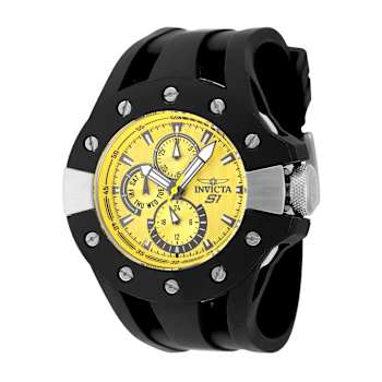 Invicta S1 Rally 49.00mm Yellow, Black Dial Silicone Band Quartz Watch