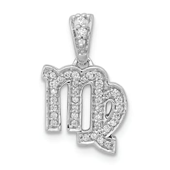 Rhodium Over 14K White Gold Diamond Virgo Zodiac Pendant