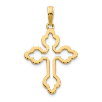 14k Yellow Gold Polished Reversible Cross Charm