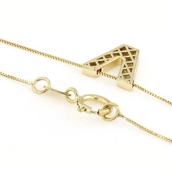 Block Letter V Initial Necklace In 10K Yellow Gold