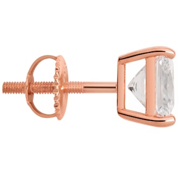 White Cubic Zirconia 14k Rose Gold Studs With Velvet Gift Box 3.00ctw