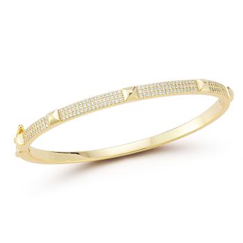 Rachel Zoe Pave CZ Nailhead Bangle Bracelet in 14K Gold Over Sterling Silver