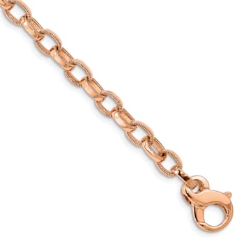 14k Rose Gold 5mm Ridged Edged Fancy Link Bracelet