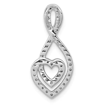 Rhodium Over 14k White Gold Diamond Fancy Heart Infinity Chain Slide Pendant