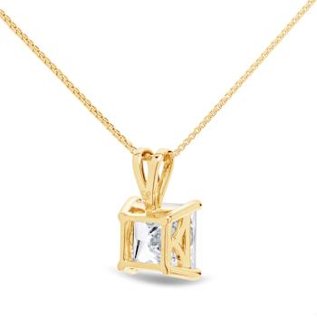 White Cubic Zirconia 14k Yellow Gold Pendant With Chain 2.00ctw