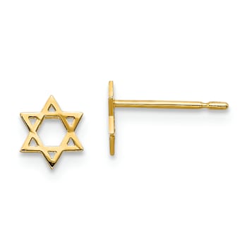 14k Yellow Gold Children's 6mm Star of David Stud Earrings