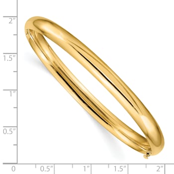 14k Yellow Gold 6mm Oversize High Polished Hinged Bangle