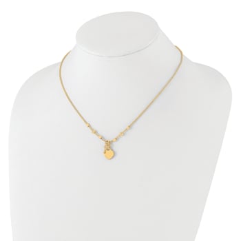 14K Yellow Gold Polished and Diamond-cut Lock and Heart Charm Necklace
