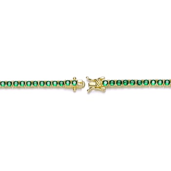 Emerald Color CZ Tennis Bracelet In 14K Gold Over Brass 5.5ctw