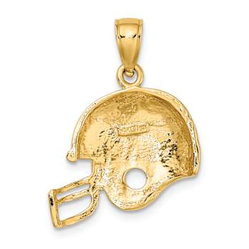 14k Yellow Gold Textured Football Helmet Charm