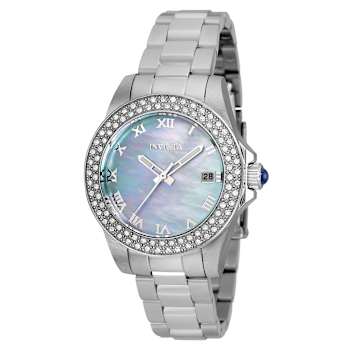 Invicta Angel 34mm Light Blue Dial Stainless Steel Band Quartz Watch