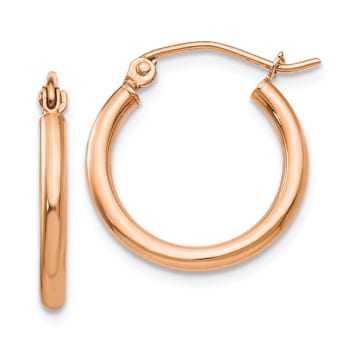 14k Rose Gold 11/16" Polished Tube Hoop Earrings