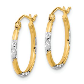 14k Yellow Gold and Rhodium Over 14k Yellow Gold Diamond-Cut 5/8"
Hoop Earrings