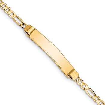 14k Yellow Gold Figaro Link ID Bracelet