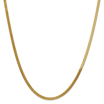 14K Yellow Gold 3mm Silky Herringbone Chain Necklace