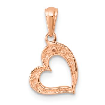 14k Rose Gold Diamond Open Heart Pendant