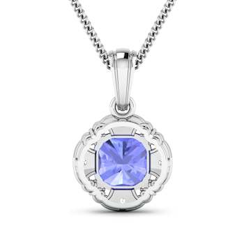 1.99ctw 14K White Gold Tanzanite and White Diamond Pendant with 18 inch
Cable Chain