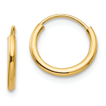 14K Yellow Gold Polished Endless Hoop 3 Pair Earring Set