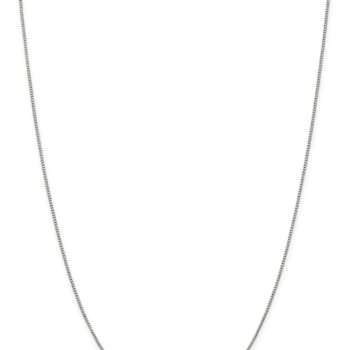 Rhodium Over Sterling Silver 0.9mm Box Chain with 2-inch Extension