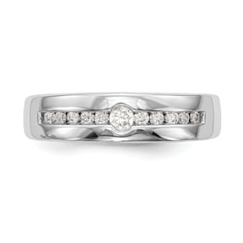 Rhodium Over 14K White Gold Lab Grown Diamond SI1/SI2, G H I, Men's Band