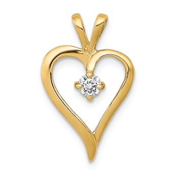 14k Yellow Gold Diamond Heart Pendant