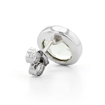Green Prasiolite Rhodium Over Sterling Silver Stud Earrings 5.00ctw
