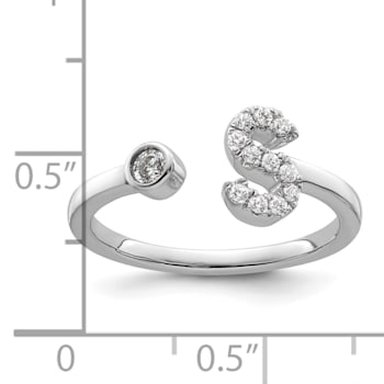 Rhodium Over 14K White Gold Lab Grown Diamond VS/SI GH, Initial S
Adjustable Ring