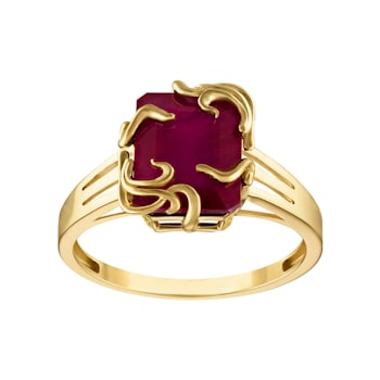 Octagon Mahaleo® Ruby 10K Yellow Gold Medusa Ring 4.88ctw