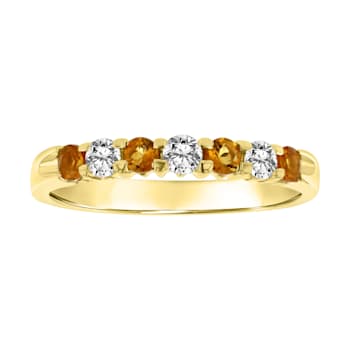 Citrine and Diamond 14k Yellow Gold Band Ring 0.45ctw