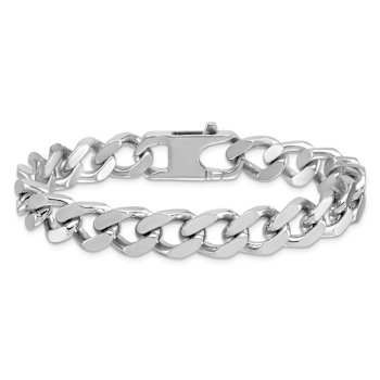 Rhodium Over Sterling Silver Polished 10.0mm Curb 8 Inch Chain Bracelet