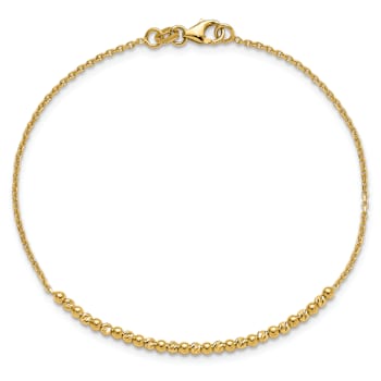 10k Yellow Gold 2mm Diamond-Cut Beaded Link Bracelet