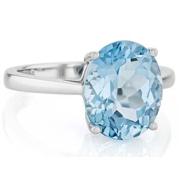 Sky Blue Topaz Solitaire Ring In Sterling Silver