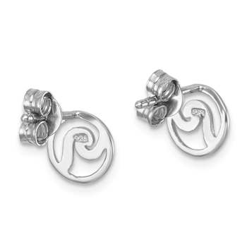 Rhodium Over Sterling Silver Polished Wave Post Earrings