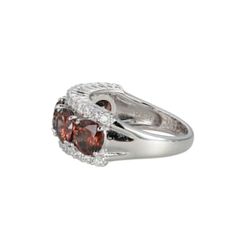 Mocha And White Cubic Zirconia Platinum Over Sterling Silver Ring 7.74ctw