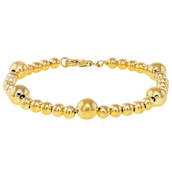 Graduating Bead Station Bracelet In 18K Gold Over Bronze