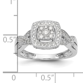 Rhodium Over 14K White Gold Diamond Cluster Engagement Ring 0.39ctw