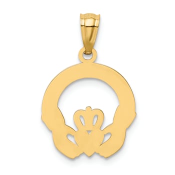 14K Yellow Gold Claddagh Charm
