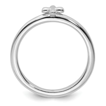 Sterling Silver Stackable Expressions Rhodium-Plated Cross Ring