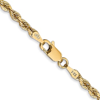 14k Yellow Gold 3mm Solid Diamond-Cut Quadruple Rope 18 Inch Chain