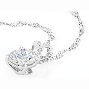 Diamond Simulant Solitaire Pendant Necklace In Sterling Silver 3.00ct